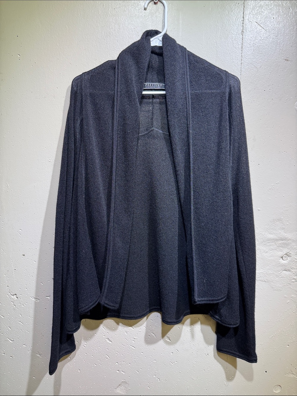 Peruvian Connection Black Open Draped Cardigan Blazer